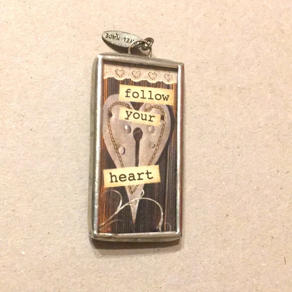 Jewel Kade pendant sparkle heart/hear w key hole “follow your heart “